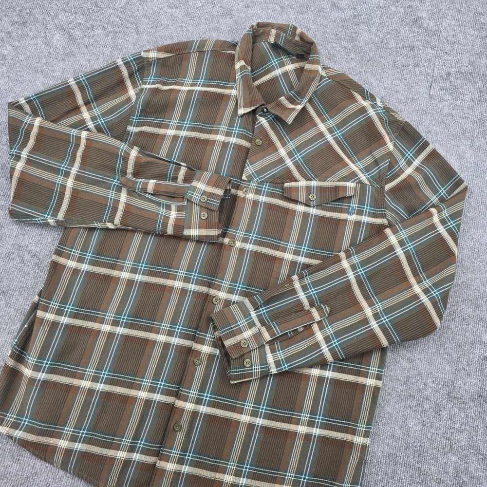 Vans Mens XXL Brown Plaid Long Sleeve Button Down Shirt RN96277 CA30516